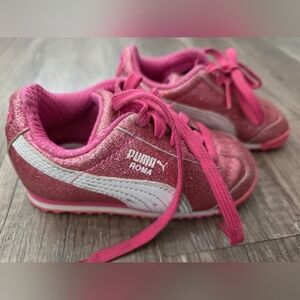 PUMA Toddler 6 Kids Sparkly Pink Sneakers Glitter Princess Designer